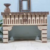 Handmade Solid Hard Wood Console Table Box With Iron Fittings 121X43X82 Cm Bleach